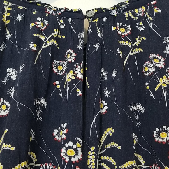 LOFT Floral Print Sleeveless Tie Front Blue Romper - Picture 11 of 14